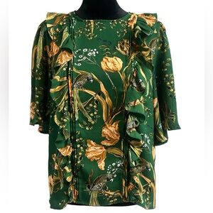 Cute wide sleeve blouse floral with birds